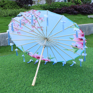 古风汉服油纸伞舞蹈绸布伞旗袍走秀伞流苏花瓣伞cos拍照道具伞