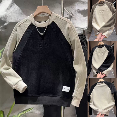 加绒卫衣男款加厚无帽圆领休闲打底衫冬季薄绒帅气上衣2025新款潮