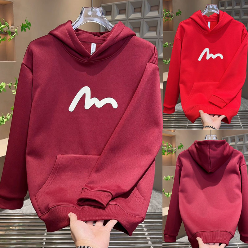 2025新年潮牌卫衣男连帽秋冬款加绒外套本命年大红色男款情侣衣服