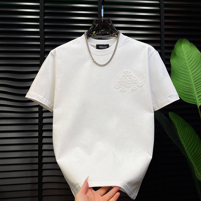 韩版男士个性潮流印花百搭纯色圆领短袖夏季新款时尚休闲宽松体恤