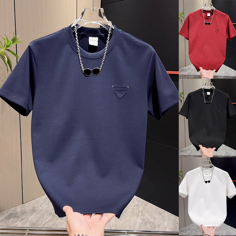 秋冬新款欧货男士磨毛加厚圆领修身轻奢极简风短袖T恤舒适打底衫