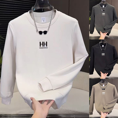 高级感字母百搭宽松T恤青年气质韩版ins卫衣男装重磅潮流打底长袖