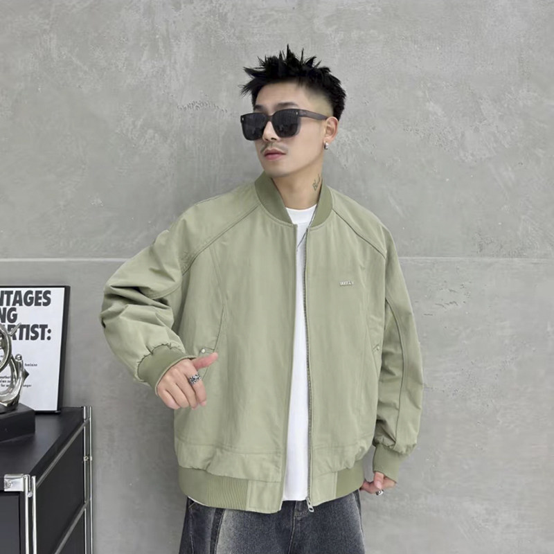 棒球领男韩版纯色潮流简约夹克2026春秋新款简约宽松休闲百搭外套