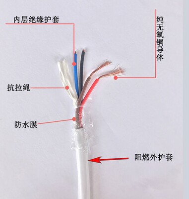 纯铜电线护套软线监控2*0.3信号线电源线RVV3 4 5芯0.75/1平方1.5