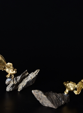 壹铭汇新中式天然石质铜物装饰摆件样板间售楼处书房案几软装饰品