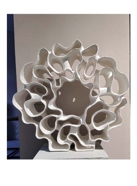 壹铭汇-现代简约白色陶瓷雕塑摆件样板间售楼处家居饰品软装摆件