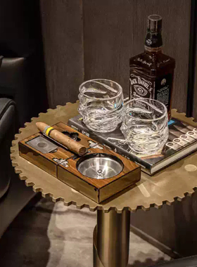 现代轻奢样板间软装组合摆件创意客厅角几桌几房雪茄品质套装饰品