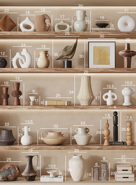 壹铭汇中古侘寂酒柜博古架复古摆件民宿酒店样板间软装家居装饰品