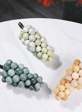 中式现代样板房大理石葡萄装饰果盘摆件书房桌面软装饰品工艺品