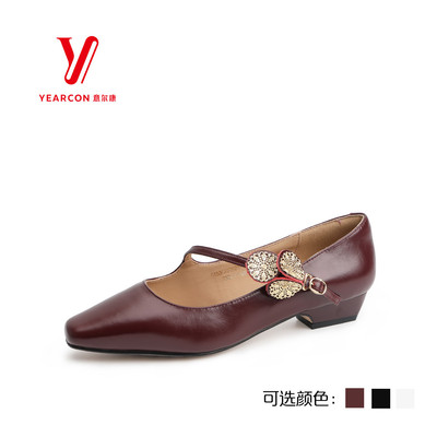 意尔康浅口单鞋女2025低跟尖头