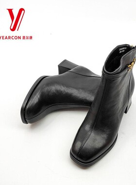 意尔康舒适5751AM13748M新款女鞋时尚时尚真皮冬季靴粗2025跟保暖