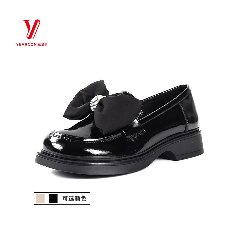 意尔康女鞋软底软面不累脚乐福鞋