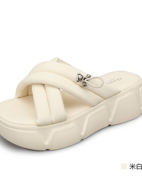 意尔康女拖鞋2024新款夏季厚底软底仙女风配裙子舒适S362AS03427U