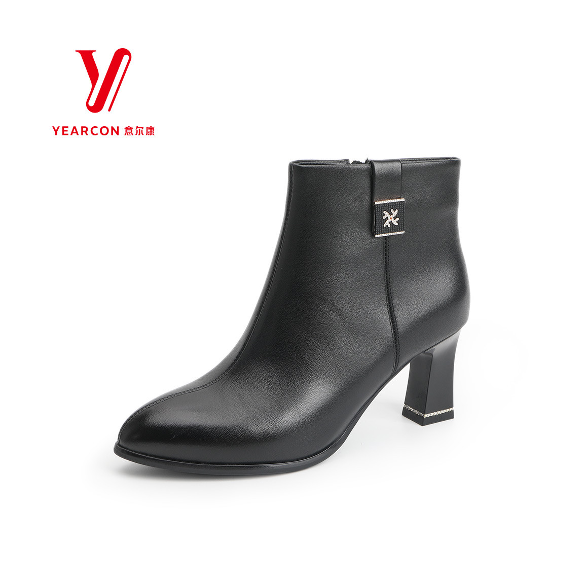 意尔康女靴时尚时装靴细跟加绒