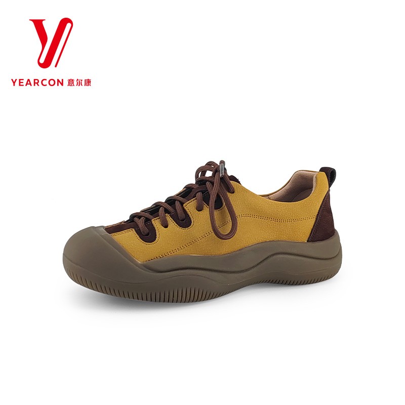 意尔康女鞋2025秋季新款真皮复古丑萌拼色运动休闲鞋5192DD27163Y