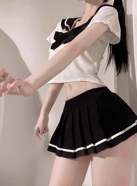 性感睡衣蝴蝶结COS装学院JK制服超短裙校服甜美纯欲qqny情趣套装