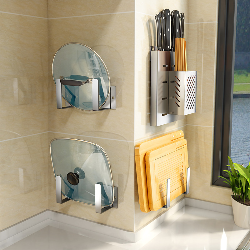 免打孔锅盖收纳架厨房置物架壁挂式墙上家用刀架案板粘菜板砧板架|msdalam kategori dapur/memasak Appliances, Alat dapur/Penyimpanan dapur, rak simpanan dapur/Rak dapur, rak periuk - dari Buy2taobao.com untuk memberikan perkhidmatan ejen Taobao profesional membeli