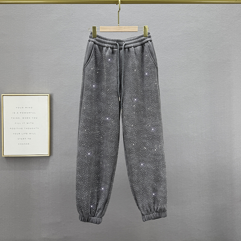 2024年冬季加绒加厚高腰九分卫裤