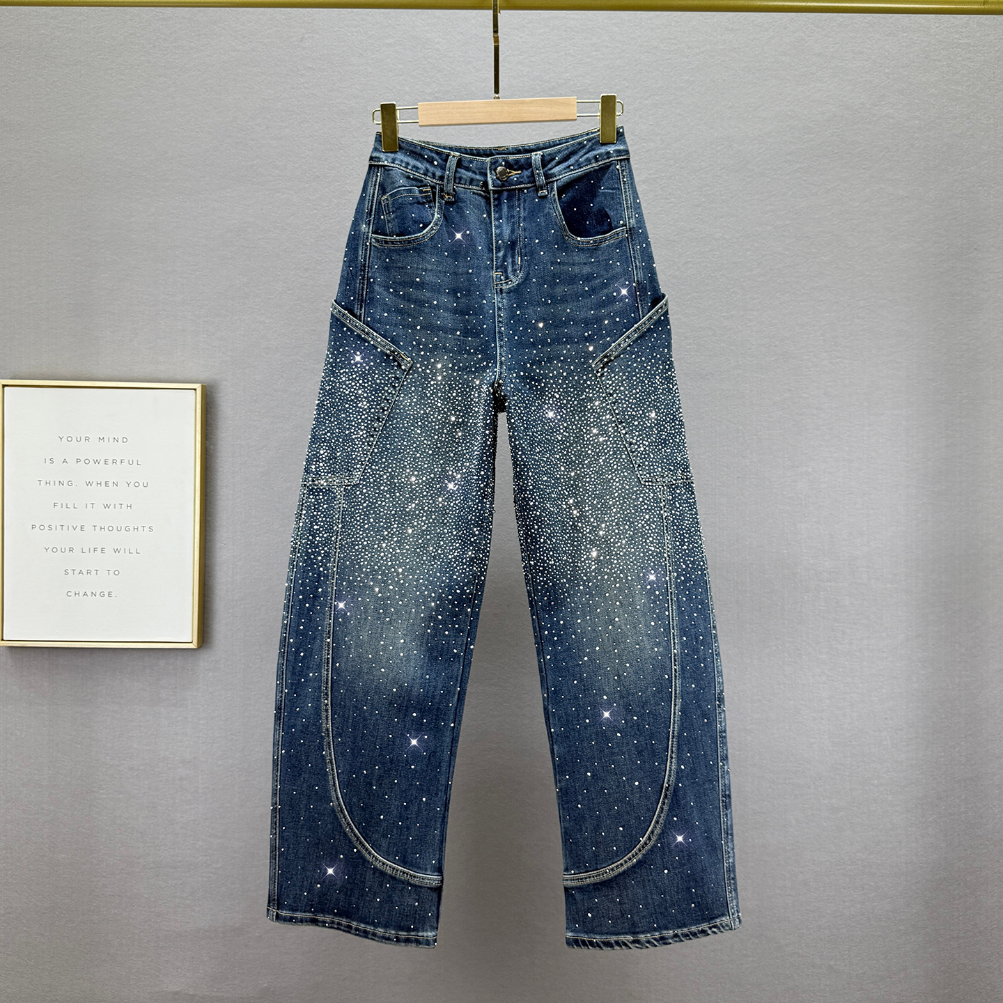 满钻牛仔裤女垮裤2025年秋季新款