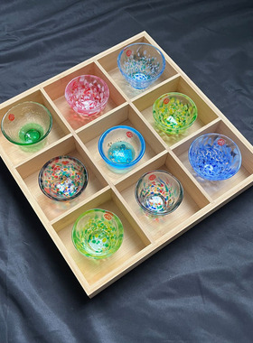 清酒杯日本进口aderia津轻玻璃杯手工小茶杯日式小酒杯套装收纳盒