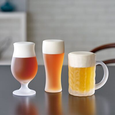 日本进口啤酒杯东洋佐佐木玻璃杯磨砂啤酒杯带把手大号精酿扎啤杯