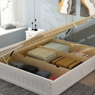 高箱储物床实木榻榻米收纳箱式床无床头储物床1.5米双人床1.8定制