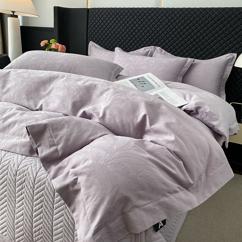 春季新品60支全棉提花床盖款四件套纯棉轻奢风床上用品套件四季款