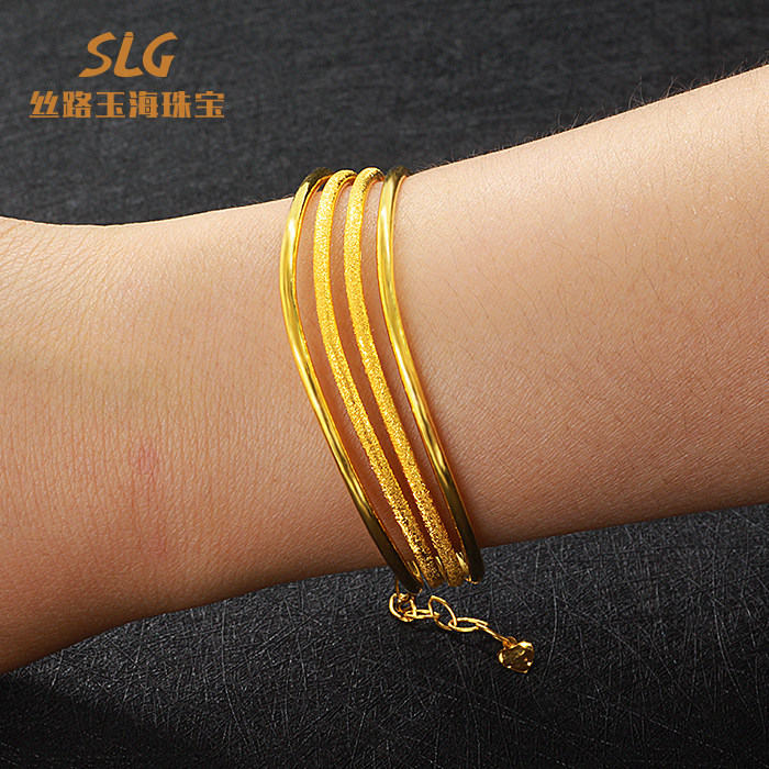 Silk Road Yuhai Jewellery Sufficient gold Bracelet Smooth Scrub personality fashion Bracelet Openingin the Jewelry/Diamond/Jade/Gold , Gold jewelery (New) , Bracelets  category - from Buy2taobao.com to provide professional Taobao agent buy service