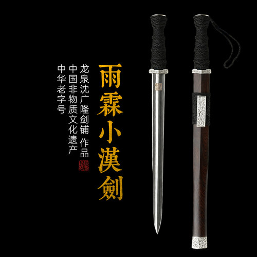 雨霖小汉剑 汉唐收藏短刀剑 龙泉沈广隆宝剑一体刀剑 未开刃