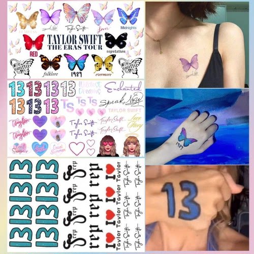 霉霉同款纹身贴TaylorSwift演唱会应援脸贴纸防水周边数字13面部