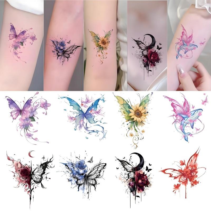 蝴蝶纹身贴防水持久女彩