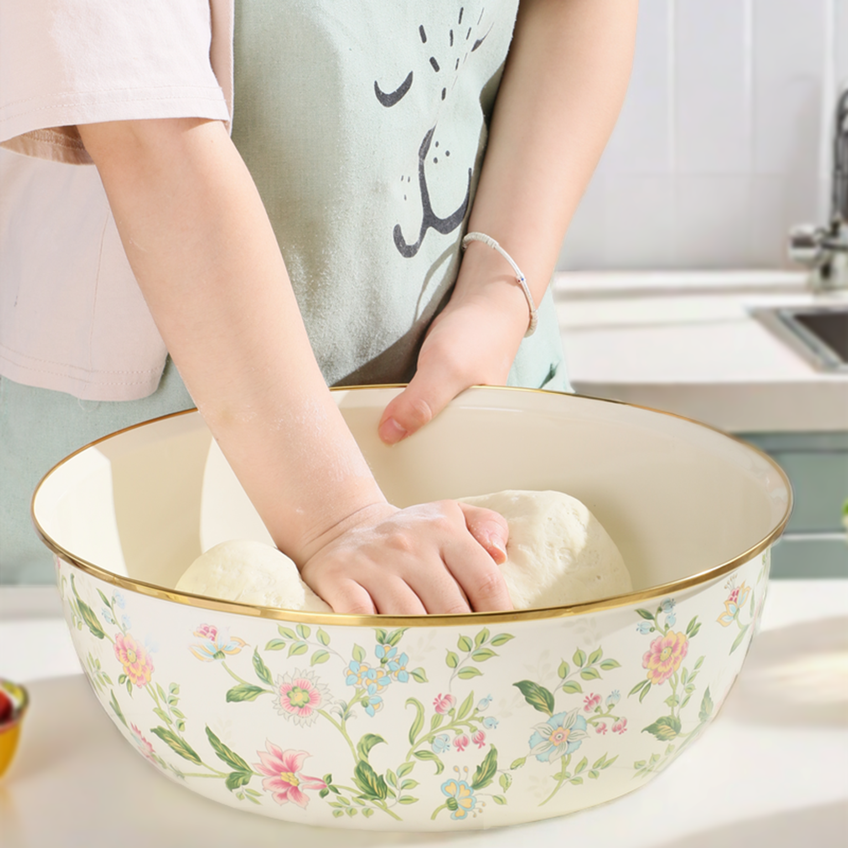 特大号加厚耐高温搪瓷烘焙打蛋盆和面揉面盆料理发面不掉色易清洗,餐饮具,盆,淘宝优惠券,粉丝福利购,淘宝优惠卷