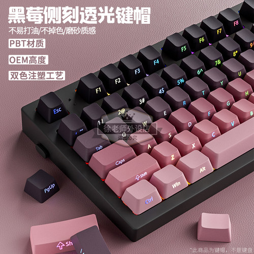 黑莓侧刻透光键帽OEM高度PBT