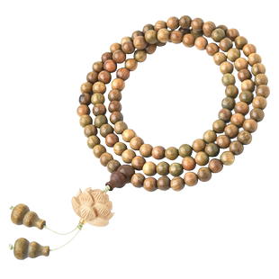 天然绿檀手串108颗佛珠念珠檀木檀香文玩木质沉香手链盘珠男女士