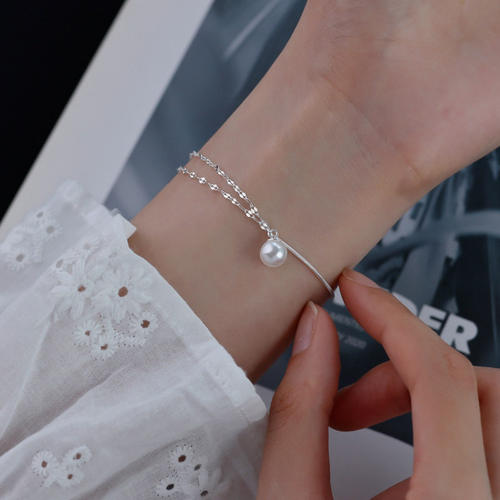 925银珍珠手链女小众设计轻奢精致手饰高级感叠戴ins风闺蜜礼物