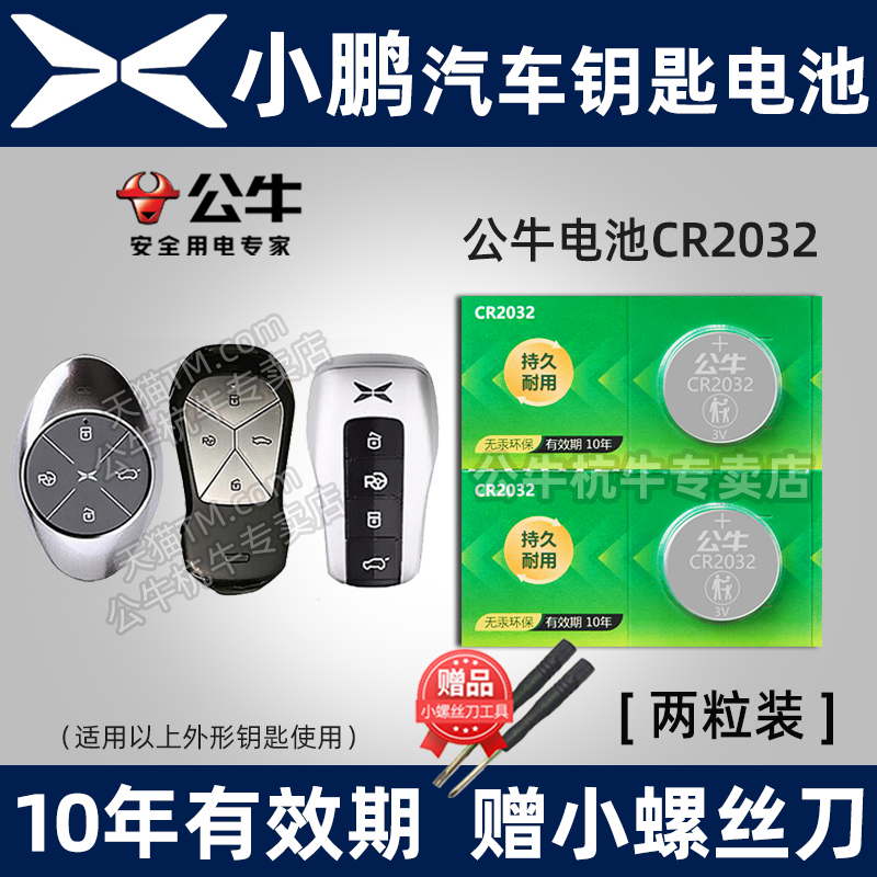 适用小鹏P7 P5 G3 G6 G9 G3I X9汽车钥匙电池CR2032专用智能遥控器纽扣电子2020 2021 2022年2023 24款电磁