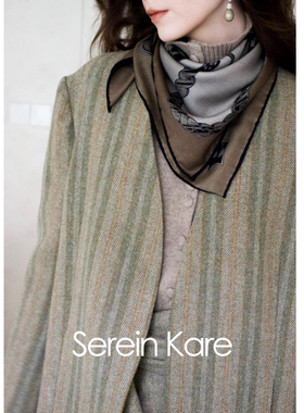 Serein Kare｜秋冬意式轻奢风印花桑蚕丝羊毛丝巾小方巾生日礼物