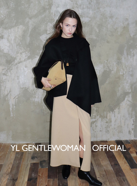 YL Gentlewoman双面羊毛蝙蝠袖大衣宽松慵懒短款毛呢外套