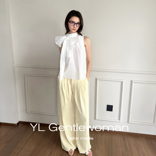 YL Gentlewoman老钱风ins博主西装阔腿裤高腰显瘦梨形身材长裤