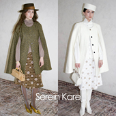 Serein Kare原创小众设计粗花呢 圈圈纱羊毛斗篷大衣节日秋冬外套