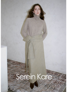 Serein Kare | 羊毛毛呢直筒半裙宽腰系带秋冬内搭a字半身长裙