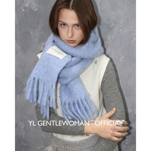 YL Gentlewoman秋冬纯色流苏百搭氛围感披肩保暖羊毛混纺大围巾