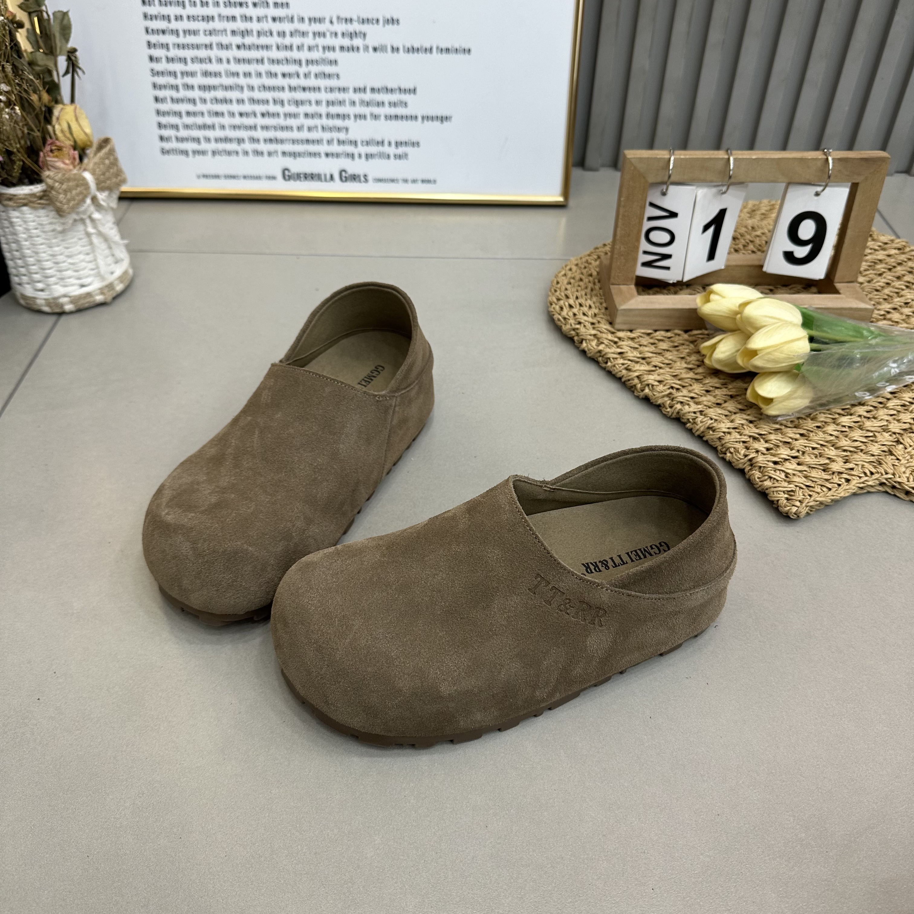 2026春季新款休闲小个子增高厚底女单鞋真皮圆头两穿勃肯鞋乐福鞋