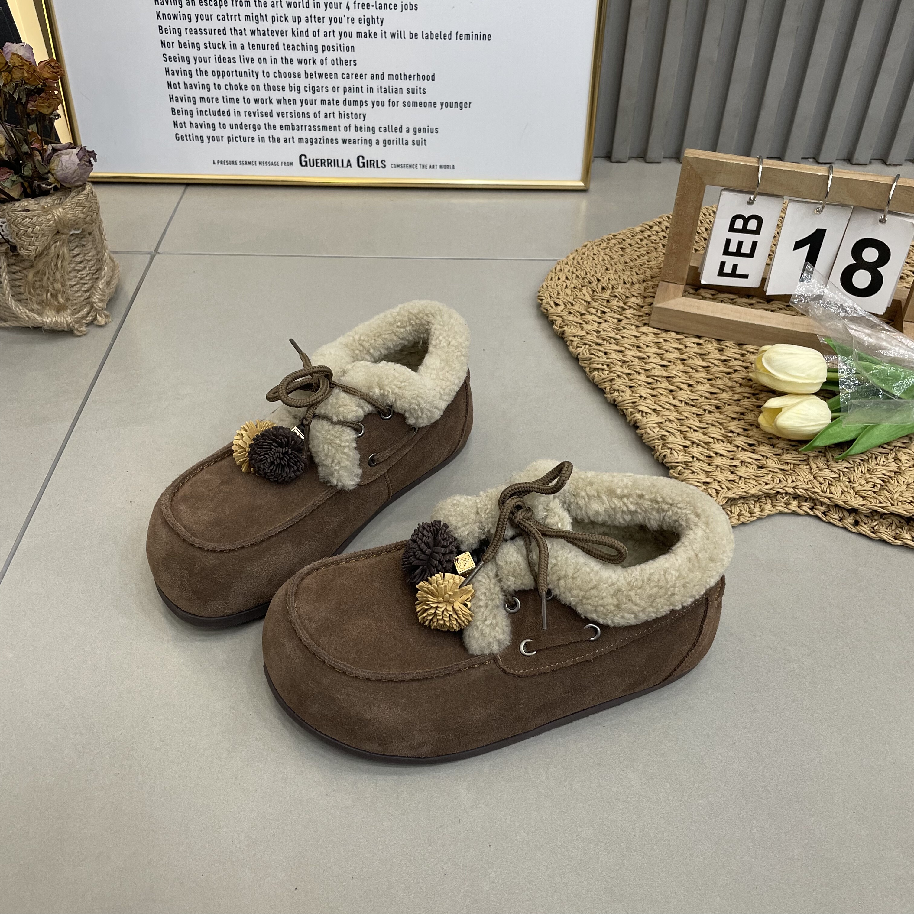 2025冬季新款真皮厚底勃肯鞋