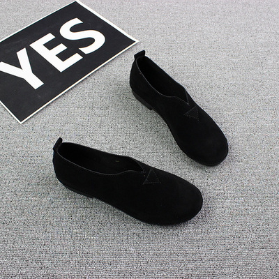 平跟乐福鞋复古软底一脚蹬单鞋女