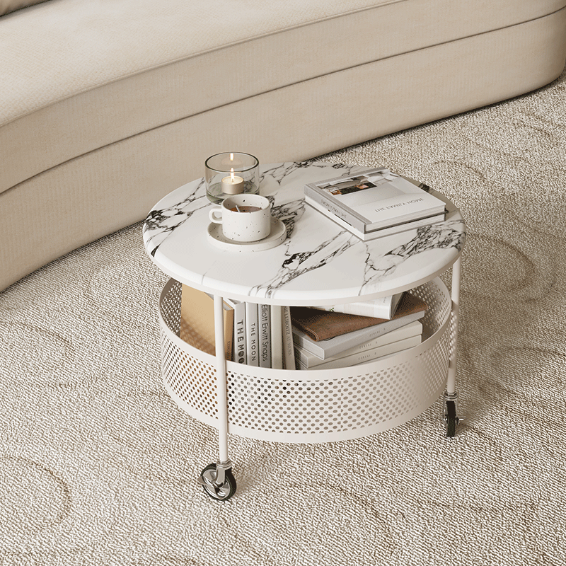 法式中古风微晶石小圆桌可移动