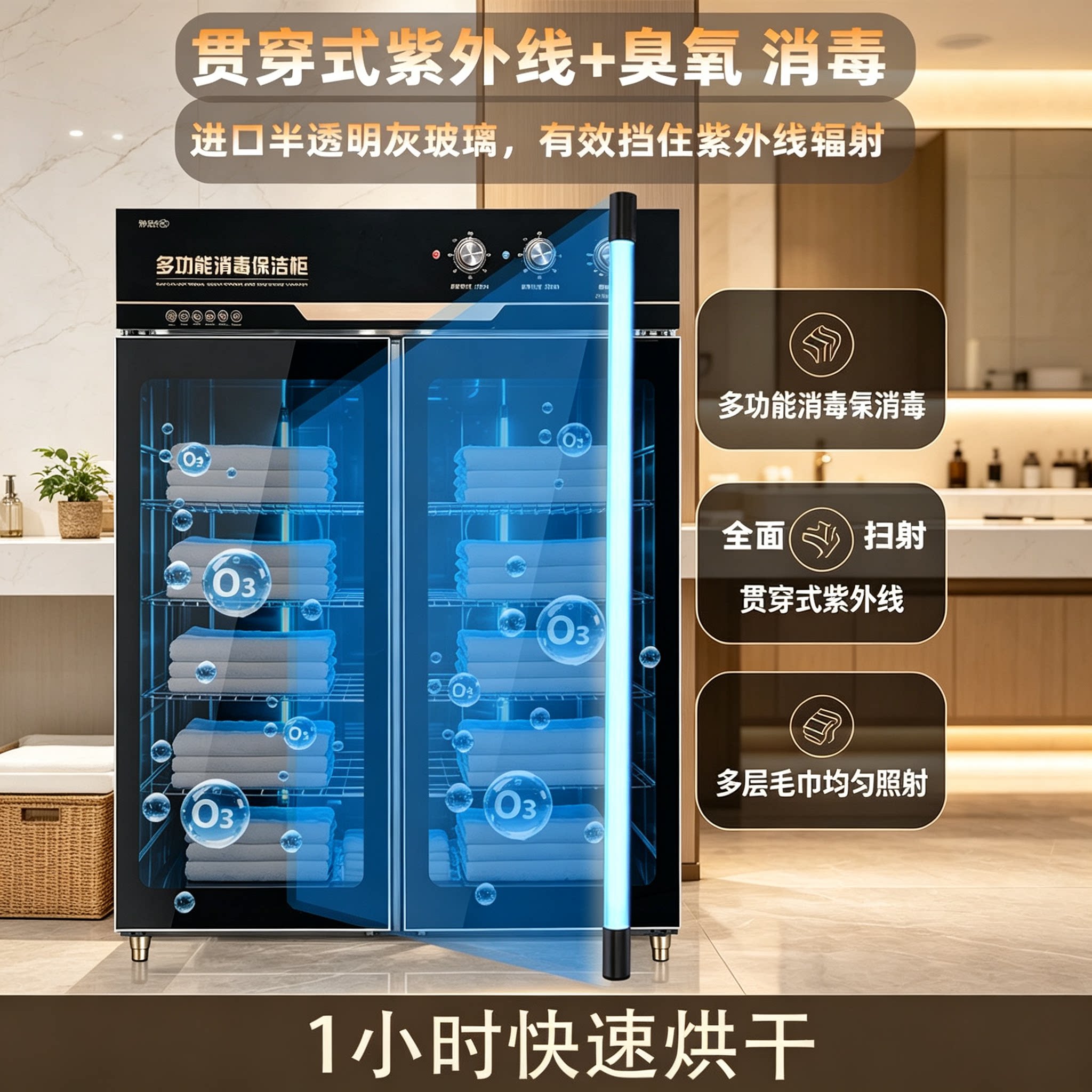 毛巾消毒柜商用大容量型美容院专用烘干一体加热拖鞋保温调温紫外
