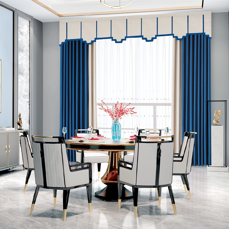 2021年新款真丝贡锦贵妃缎面料拼色遮光窗帘轻奢客厅卧室遮阳纱帘
