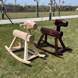 防腐实木摇马碳化木摇摇椅成人民宿装饰儿童幼儿园户外玩具木马
