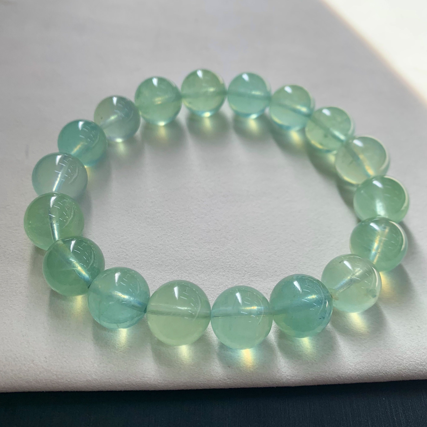 天然冰透绿柱石单圈手链巴西海蓝宝摩根石宝石手串水晶饰品送礼物